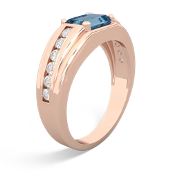 Blue Topaz Men's Diamond Channel 14K Rose Gold ring R0500