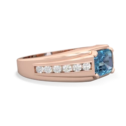 Blue Topaz Men's Diamond Channel 14K Rose Gold ring R0500