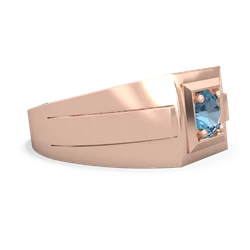 Blue Topaz Men's Squared Circle 14K Rose Gold ring R0480