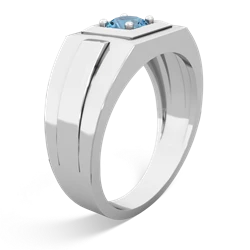 Blue Topaz Men's Squared Circle 14K White Gold ring R0480