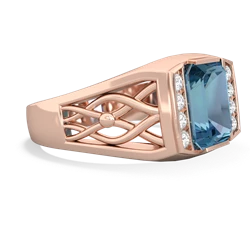 Blue Topaz Men's Vine 14K Rose Gold ring R0490