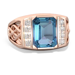 Blue Topaz Men's Vine 14K Rose Gold ring R0490