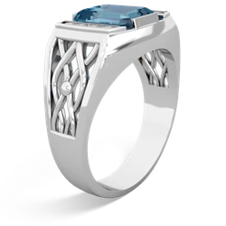 Blue Topaz Men's Vine 14K White Gold ring R0490