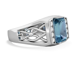 Blue Topaz Men's Vine 14K White Gold ring R0490