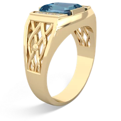 Blue Topaz Men's Vine 14K Yellow Gold ring R0490