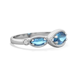 Blue Topaz Milgrain Marquise 14K White Gold ring R5700