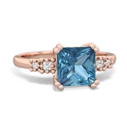 Blue Topaz Art Deco Princess 14K Rose Gold ring R2014