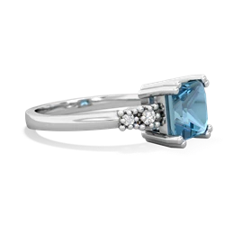 Blue Topaz Art Deco Princess 14K White Gold ring R2014