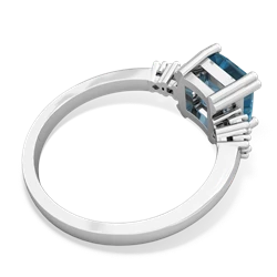 Blue Topaz Art Deco Princess 14K White Gold ring R2014