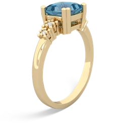 Blue Topaz Art Deco Princess 14K Yellow Gold ring R2014