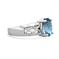 Blue Topaz Art Deco Filigree 14K White Gold ring R2322