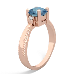 Blue Topaz Cushion Rope 14K Rose Gold ring R2484