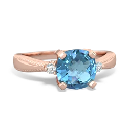 Blue Topaz Cushion Rope 14K Rose Gold ring R2484