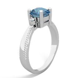 Blue Topaz Cushion Rope 14K White Gold ring R2484