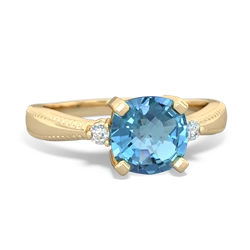 Blue Topaz Cushion Rope 14K Yellow Gold ring R2484