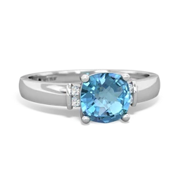 Blue Topaz Simply Elegant Cushion 14K White Gold ring R2489