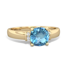 Blue Topaz Simply Elegant Cushion 14K Yellow Gold ring R2489