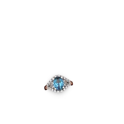 Thumbnail for Blue Topaz Antique Style 14K White Gold ring R2564 - profile view