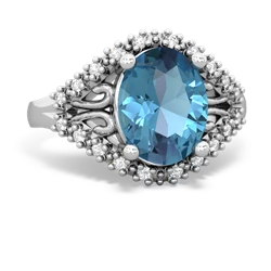 Thumbnail for Blue Topaz Antique Style 14K White Gold ring R2564 - top view