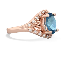 Blue Topaz Antique Style Cocktail 14K Rose Gold ring R2564