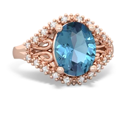 Blue Topaz Antique Style Cocktail 14K Rose Gold ring R2564