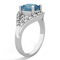 Blue Topaz Antique Style Cocktail 14K White Gold ring R2564