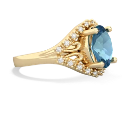 Blue Topaz Antique Style Cocktail 14K Yellow Gold ring R2564