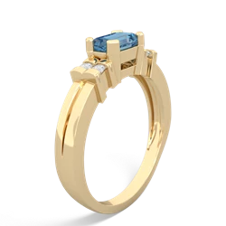 Blue Topaz Art Deco East-West 14K Yellow Gold ring R2590