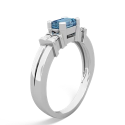 Blue Topaz Art Deco East-West 14K White Gold ring R2590