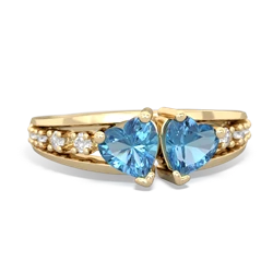 Blue Topaz Heart To Heart 14K Yellow Gold ring R3342