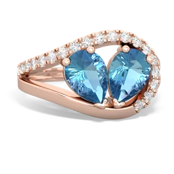 Blue Topaz Nestled Heart Keepsake 14K Rose Gold ring R5650