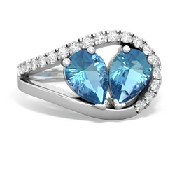 Blue Topaz Nestled Heart Keepsake 14K White Gold ring R5650