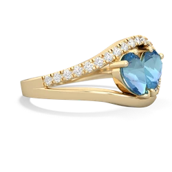 Blue Topaz Nestled Heart Keepsake 14K Yellow Gold ring R5650