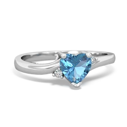 Blue Topaz Delicate Heart 14K White Gold ring R0203