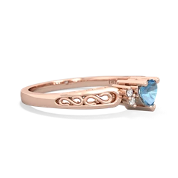 Blue Topaz Filligree Scroll Heart 14K Rose Gold ring R2429