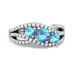 Blue Topaz Three Stone Aurora 14K White Gold ring R3080