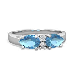 Blue Topaz Pear Bowtie 14K White Gold ring R0865