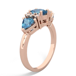 Blue Topaz Antique Style Three Stone 14K Rose Gold ring R2186