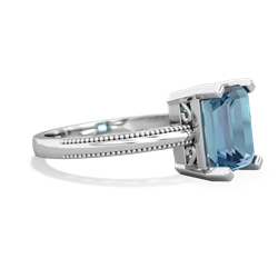 Blue Topaz Milgrain Scroll 14K White Gold ring R2338
