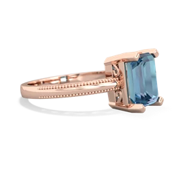 Blue Topaz Milgrain Scroll 14K Rose Gold ring R2338