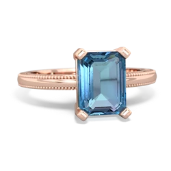 Blue Topaz Milgrain Scroll 14K Rose Gold ring R2338