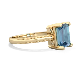 Blue Topaz Milgrain Scroll 14K Yellow Gold ring R2338