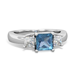 Blue Topaz Three Stone Trellis 14K White Gold ring R4015