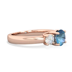 Blue Topaz Diamond Three Stone Round Trellis 14K Rose Gold ring R4018