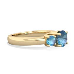 Blue Topaz Three Stone Round Trellis 14K Yellow Gold ring R4018