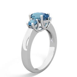 Blue Topaz Three Stone Oval Trellis 14K White Gold ring R4024