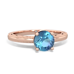 Blue Topaz Milgrain Filigree 14K Rose Gold ring R5090