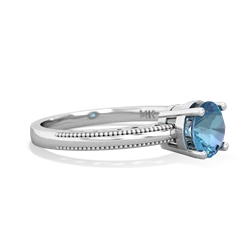 Blue Topaz Milgrain Filigree 14K White Gold ring R5090