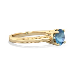 Blue Topaz Milgrain Filigree 14K Yellow Gold ring R5090