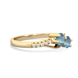 Blue Topaz Infinity Pave Two Stone 14K Yellow Gold ring R5285